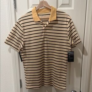 NWT Nike Golf Dry-Fit Striped Polo Shirt Small Yellow Black White